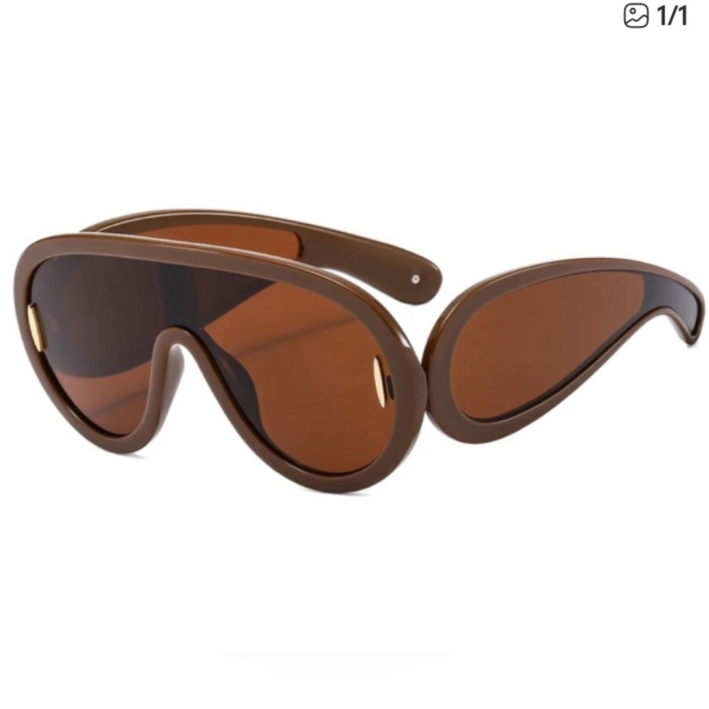 Brown oversized let the haters hate high fashion sunglasses